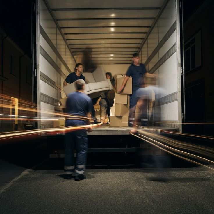 Workers loading a delivery truck