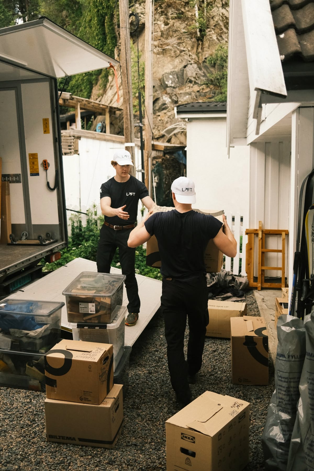 Logistics crew handling packages